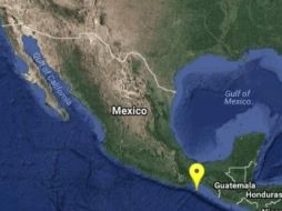 Mapa proporcionado por el Sismológico que muestra la zona donde tuvo lugar el movimiento telúrico. TWITTER/@SSNMexico