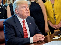 Trump hizo estas declaraciones durante una visita de supervivientes de un avión de la aerolínea Southwest Airlines. EFE / A. Harrer