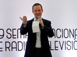 El candidato presidencial ofreció una conferencia en el marco de la 59 semana nacional de Radio y Televisión. NTX / J. Lira