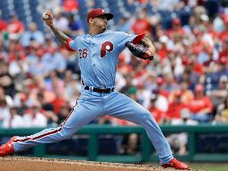 Vince Velásquez. El abridor de los Phillies lanzó 12 ponches se apuntó la victoria. AP/M. Slocum