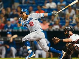 Justin Turner. El jugador de los Dodgers terminó con marca de cinco carreras impulsadas ayer ante Miami. AFP