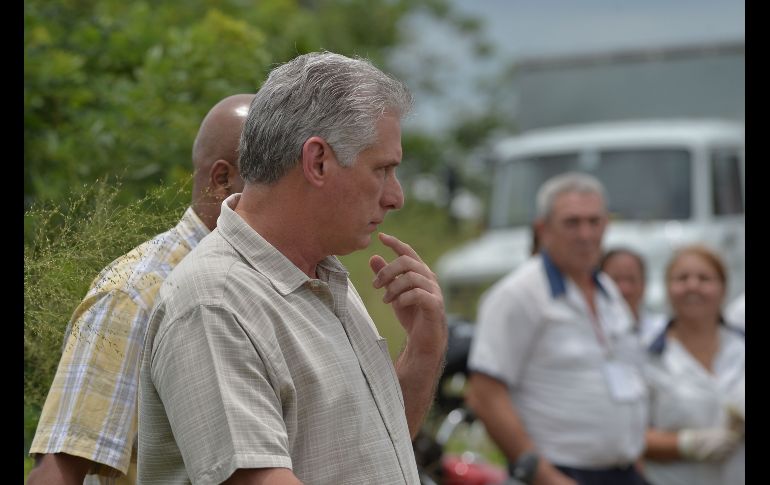 El presidente Miguel Díaz-Canel llega a la zona. AFP/Y. Lage