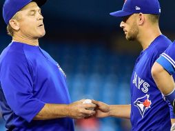 El mánager de los Azulejos, John Gibbons, retiró de la lomita a Estrada después de seis innings y dos tercios, en los que el mexicano aceptó tres carreras. AP/F. Gunn