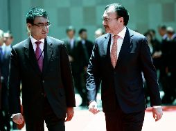 El canciller Luis Videgaray recibió en privado a su homólogo japonés, Taro Kono. EFE/J. Méndez