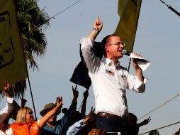 Ricardo Anaya Cortés encabezó un mitin en Valle de Chalco, Estado de México. NOTIMEX/J. Lira