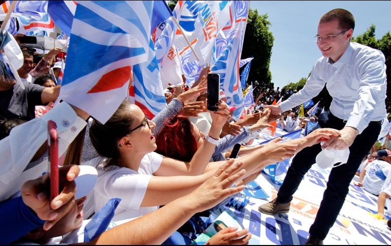 Ricardo Anaya estuvo con simpatizantes en Guanajuato. NOTIMEX/J. Lira