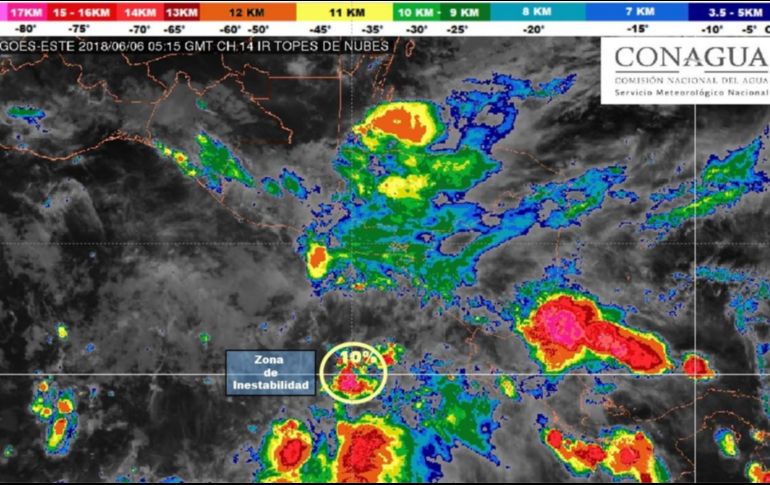 Indican que la ubicación del centro del ciclón es de 10.0 grados latitud norte y 88.0 grados de longitud oeste. ESPECIAL/SMN