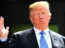 Trump repite su queja principal, afirmando que otros países se han estado aprovechando de Estados Unidos en el comercio. EFE/ N. Hall