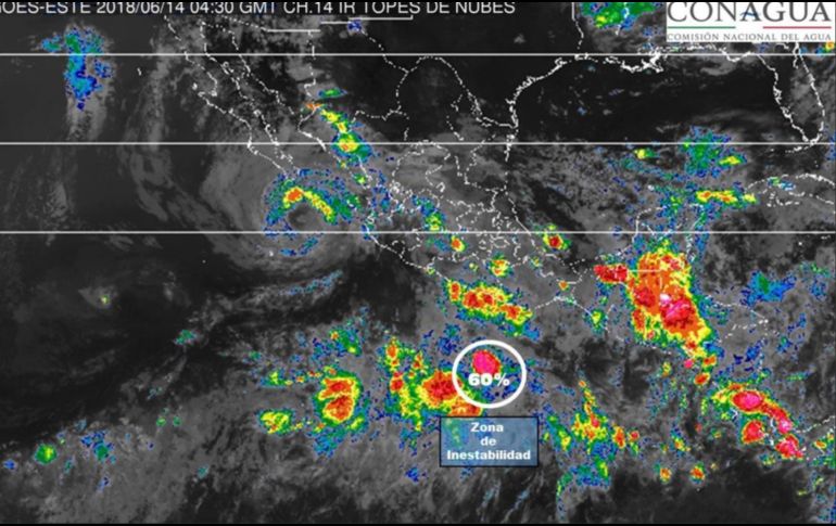 El sistema se ubica a 425 kilómetros al sur de Punta Maldonado, Guerrero. ESPECIAL/SMN
