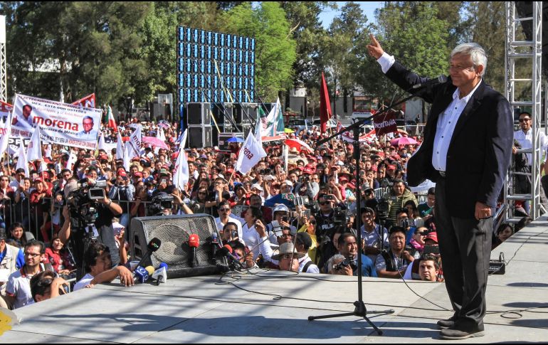 López Obrador encabezó esta mañana un mitin en Texcoco. NTX / J. Espinosa