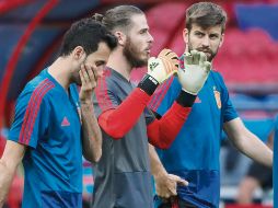 Sergio Busquets, David de Gea y Gerard Piqué serían titulares ante Irán. EFE/D. Azubel