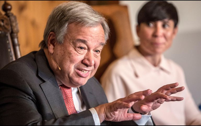El secretario general de las Naciones Unidas (ONU), Antonio Guterres, participa en el Foro Oslo, en Noruega. EFE/O. Berg-rusten