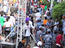 La explosión se produjo poco después de que, en la famosa plaza Meskel, terminara su discurso el primer ministro Abiy Ahmed. EFE/STR