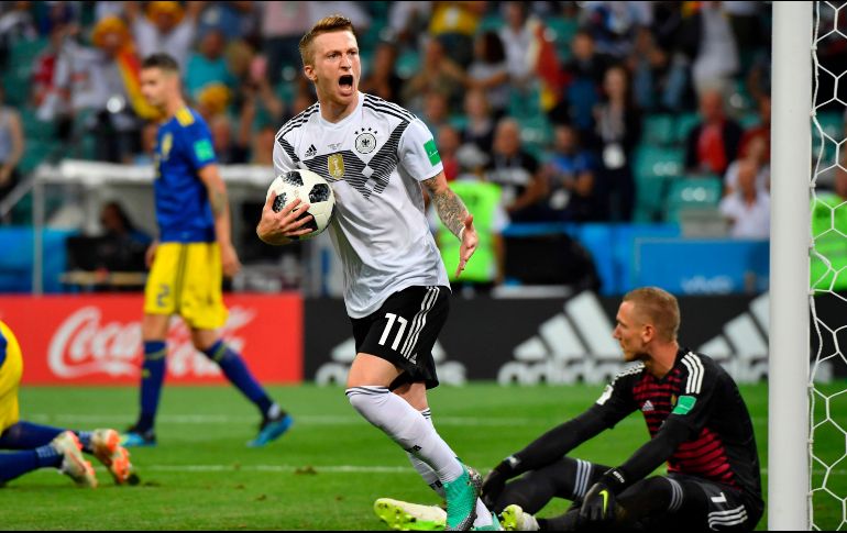 La Selección germana arrancó el segundo tiempo desatando toda su furia ofensiva, y en esta ocasión fue recompensada con un tanto de Reus al 47'. AFP / N. Almeida
