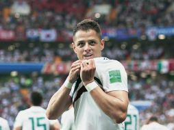 Marca. Javier Hernández anota el segundo gol de México durante el partido entre México y Corea del Sur. Fue su gol 50 con el Tricolor. EFE