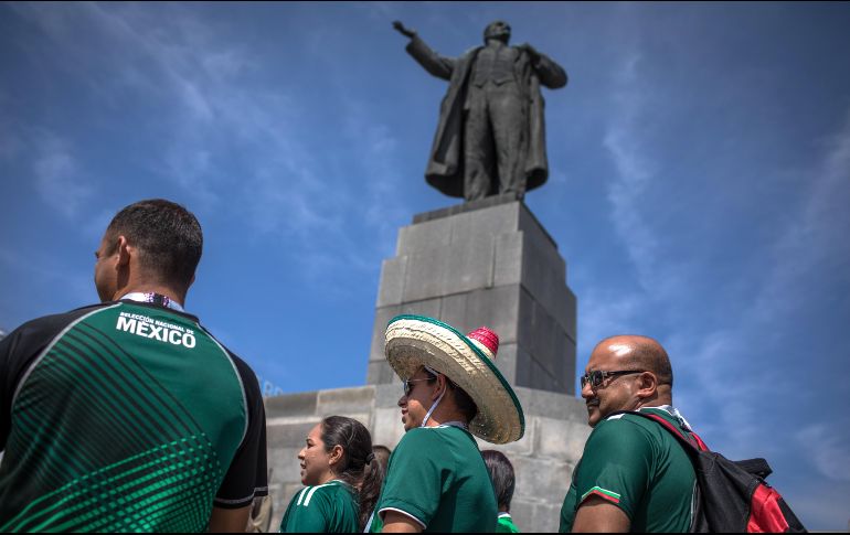 Miles de mexicanos acudieron a Rusia para apoyar a la Selección Mexicana en el partido ante Suecia. EFE / R. Pilipey