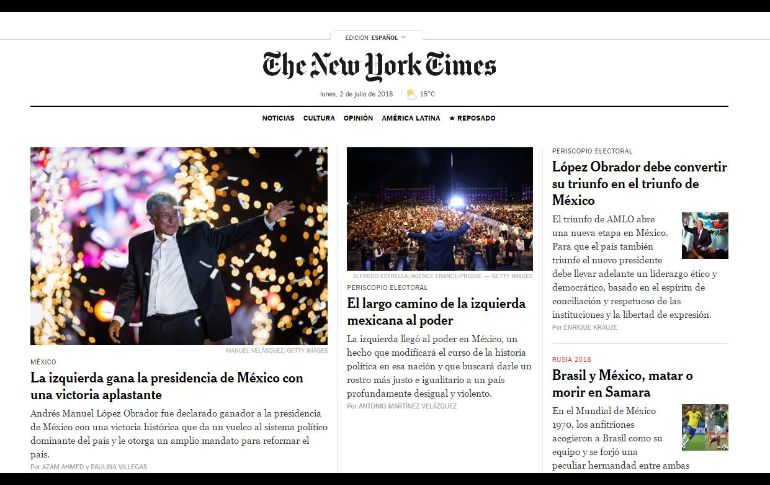 Fotogalería: Así anuncian en el mundo triunfo de López Obrador en México