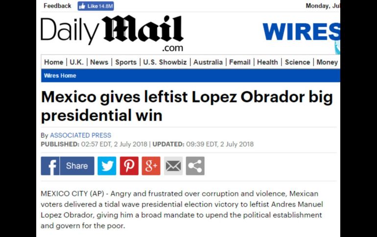 Fotogalería: Así anuncian en el mundo triunfo de López Obrador en México