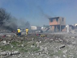 Fuentes informaron que el estallido ocurrió alrededor de las 09:30 horas de este jueves en módulos de La Saucera, zona autorizada por la Sedena para instalar talleres de fabricación de pirotecnia. NTX / ESPECIAL