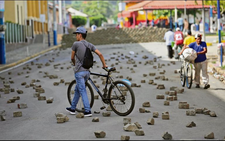 Violencia. Así quedó el barrio indígena de Monimbó, en Masaya, tras un enfrentamiento. EFE
