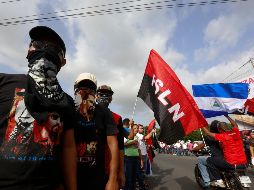 Sadinistas en apoyo a Ortega esperan la llegada del mandatario en Masaya, Nicaragua. AP / A. Zuniga