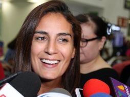 La medallista olímpica, Paola Espinoza, arribó al Aeropuerto de la Ciudad de México para integrarse al contingente de deportistas que viajarán a Barranquilla. NTX/F. García