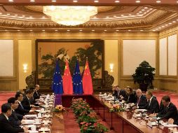 La vigésima cumbre anual China-UE está marcada por cuestiones comerciales, tanto en el ámbito bilateral como global. EFE/N. Han Guan