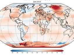 El mes pasado se colocó como el tercer junio más cálido en 138 años, igualando el registro de 1998. TWITTER / @NASAGISS