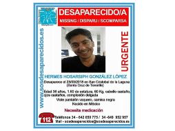 Hermes Hosarsiph González López había llegado a Tenerife unos cinco meses antes de su desaparición. ESPECIAL / sosdesaparecidos.es