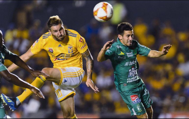 André-Pierre Gignac puso de cabeza el segundo gol de los felinos norteños. MEXSPORT