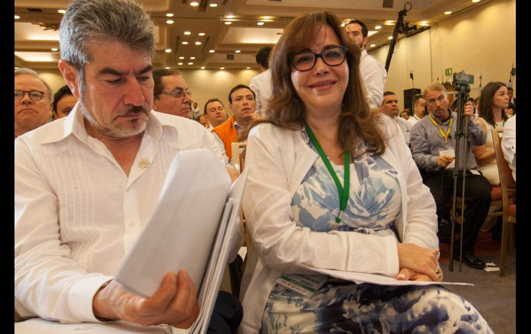 Yeidckol Polevnsky, la presidenta de Morena, en el V Encuentro Empresarial de la Alianza del Pacífico.