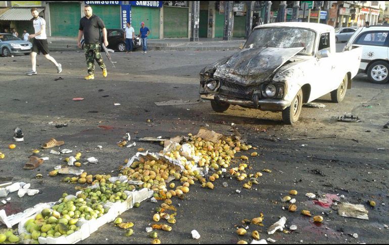 Imagen de los daños provocados por un ataque bomba en Sweida, al sur de Siria. EFE/SANA