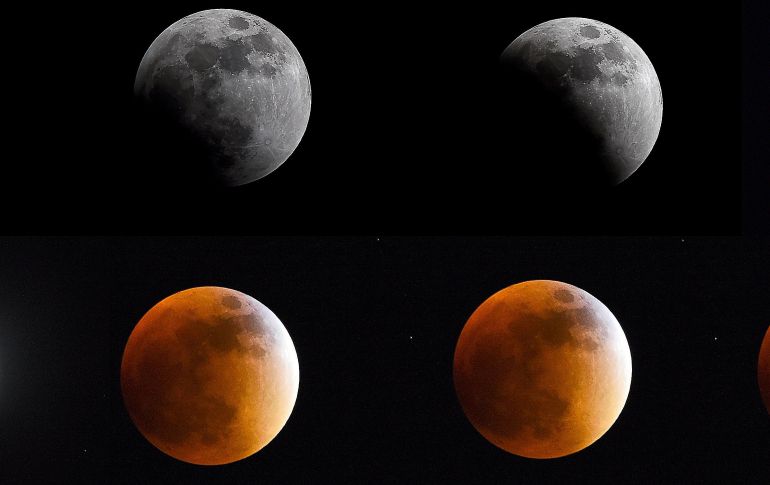 Los eclipses lunares ocurren cuando el satélite terrestre pasa por la sombra de la Tierra, lo que no sucede todos los meses, porque la órbita de la Luna está inclinada con respecto a la de la Tierra-Sol.  AFP/ARCHIVO