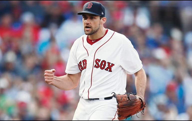 Eovaldi lanzó ocho episodios sin recibir daño, ayudando a Boston a su tercer triunfo consecutivo. AP/M. Dwyer