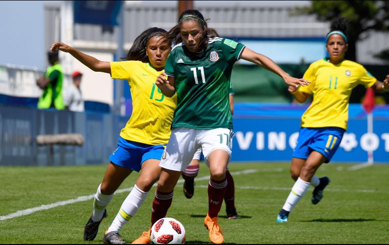 Jacqueline Ovalle hizo doblete en el partido ante Brasil. AFP / D. Meyer