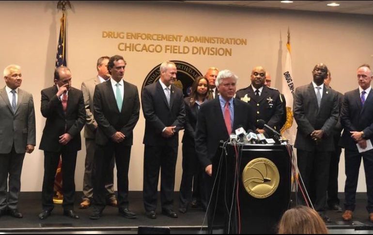 Autoridades estadounidenses y mexicanas en el anuncio del plan contra el CNG, en el que estuvo Alberto Elías Beltrán, subprocurador Jurídico y de Asuntos Internacionales de la PGR. TWITTER/@PGR_mx