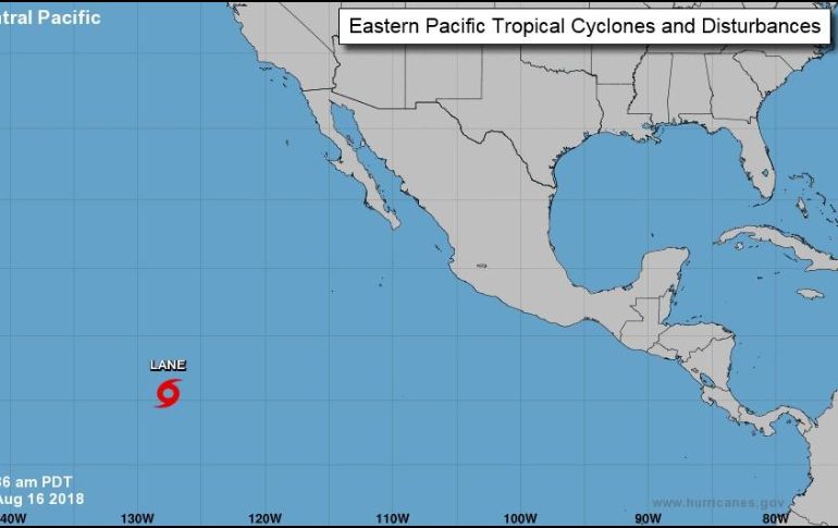 El vórtice de la tormenta se ubicaba a tres mil 115 kilómetros al este-sureste de Hilo, en Hawai. ESPECIAL / www.nhc.noaa.gov