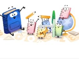 La compañía estadounidense hace alusión al regreso a clases con un libro grande de color azul representando al maestro y cuadernos de diversos colores que representan a los alumnos. ESPECIAL / google.com.mx