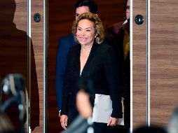 Elba Esther Gordillo, durante su conferencia de prensa. AFP / A. Estrella