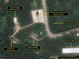 Algunas estructuras en la zona siguen intactas y se ha observado una ligera reducción en el número de vehículos estacionados en la base. ESPECIAL/ 38 North