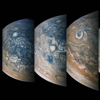 Nave espacial Juno captura fenómeno de nubes remolino en Júpiter