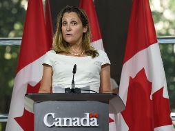 La canciller canadiense, Chrystia Freeland, abandonó las oficinas del representante de comercio de Estados Unidos, Robert Lighthizer. AFP / E. Baradat