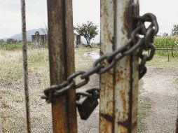 CERRADO Y CON CANDADO.  Así lució ayer el camino hacia la “Hacienda el Plan de Corona”, donde se celebraría una fiesta en honor a los delegados federales en Jalisco.