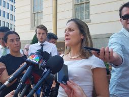 Chrystia Freeland, ministra canadiense, señaló que no hay fecha para que México se incorpore a las negociaciones para cerrar el acuerdo comercial. NOTIMEX/R. Barrera