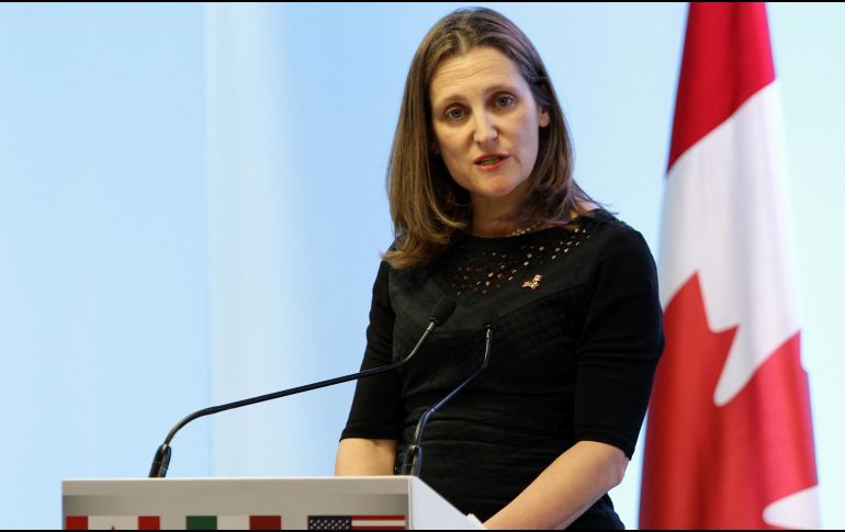 Canadá es el mercado más grande para EU, supera a China, Japón y el Reino Unido juntos, apuntó Chrystia Freeland. NOTIMEX/Archivo