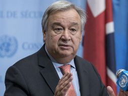 António Guterres habla con periodistas durante una rueda de prensa celebrada al final de la reunión del Consejo de Seguridad sobre la situación en Oriente Medio. EFE/M. Garten