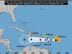 “Isaac” mantiene vientos máximos sostenidos de 75 kilómetros por hora. EFE / NHC