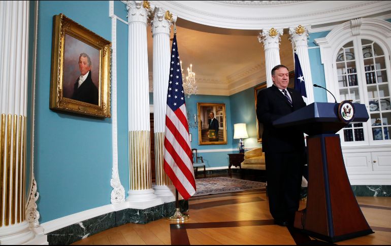 El secretario de Estado estadounidense, Mike Pompeo, dio a conocer este anuncio en una rueda de prensa sin preguntas. AP/J. Martin