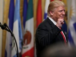 El presidente estadounidense, Donald J. Trump, habla durante la celebración del Mes Nacional de la Herencia Hispana. EFE/O. Contreras