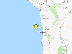 El epicentro se localizó en el mar, 18 kilómetros al oeste de Pisagua y unos mil 950 de Santiago. TWITTER/@SismologiaCh